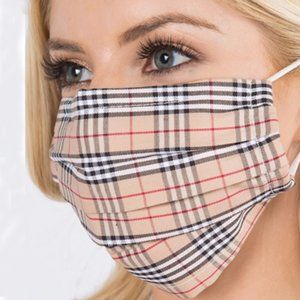 Camel Plaid Face Mask